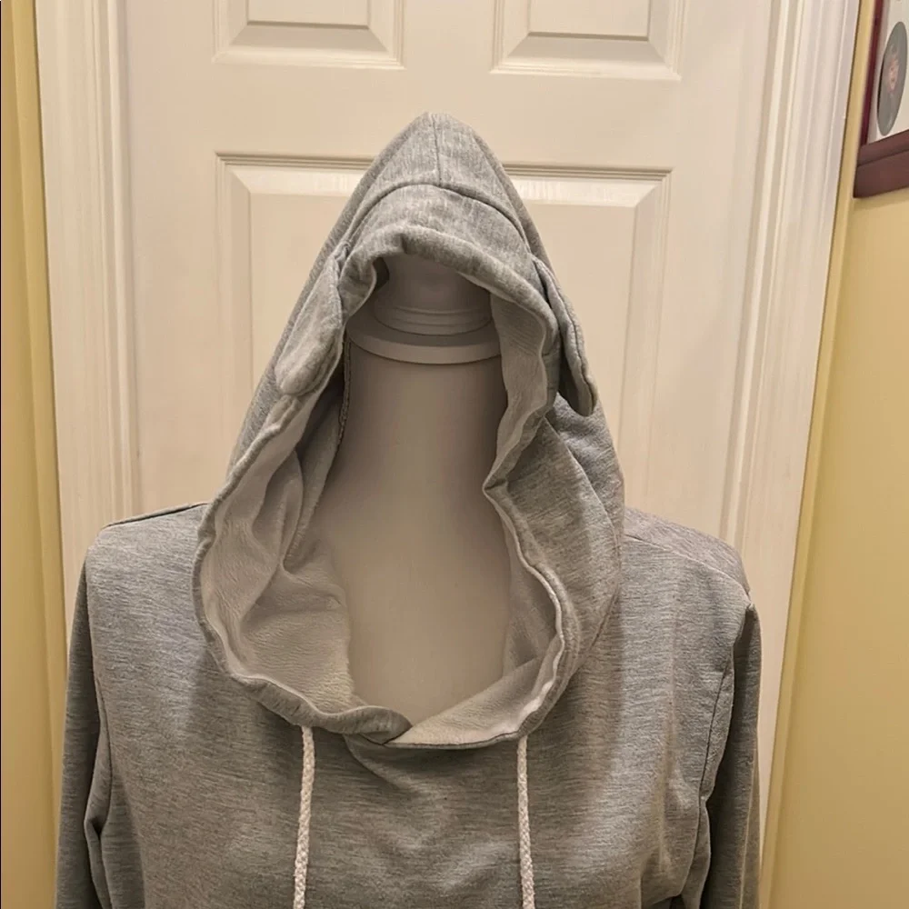 Gray Women's Hoodie with Pom-Poms